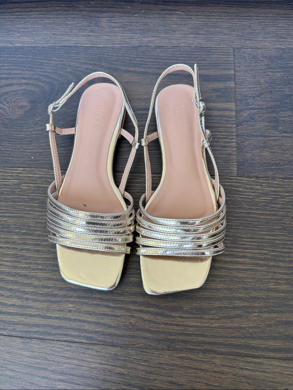 Women's Metallic Rose Gold Strappy Slingback Sandals